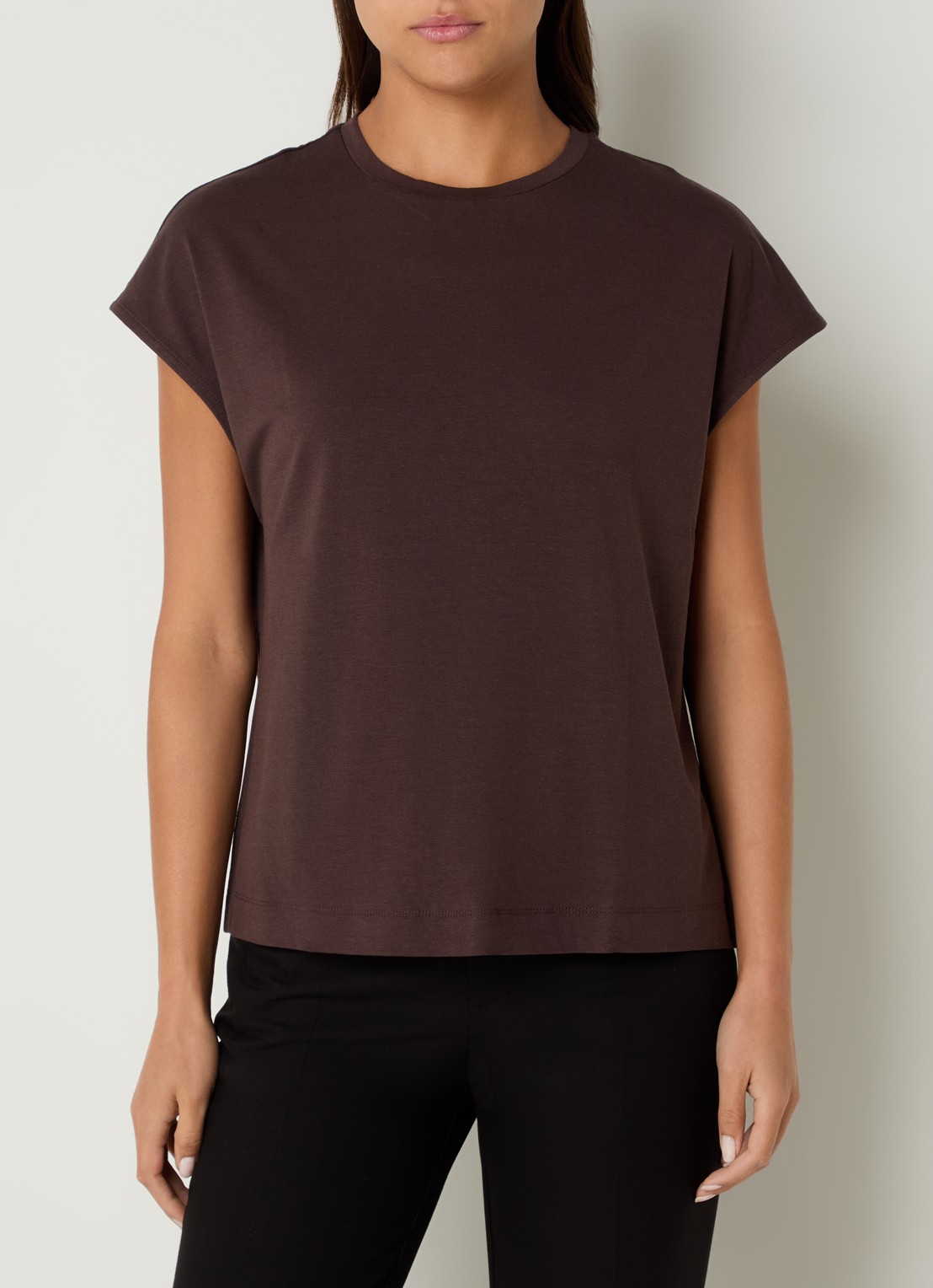 Benetton T-shirt met ronde hals - detail bruin
