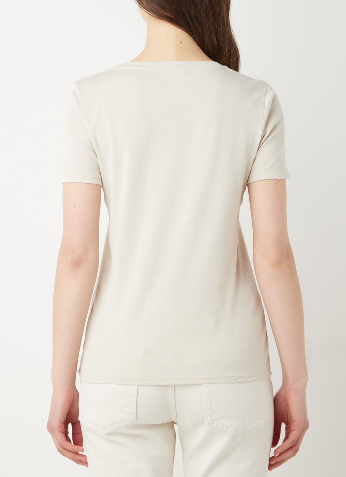 Benetton T-shirt van katoen met V-hals - achterkant 2 beige