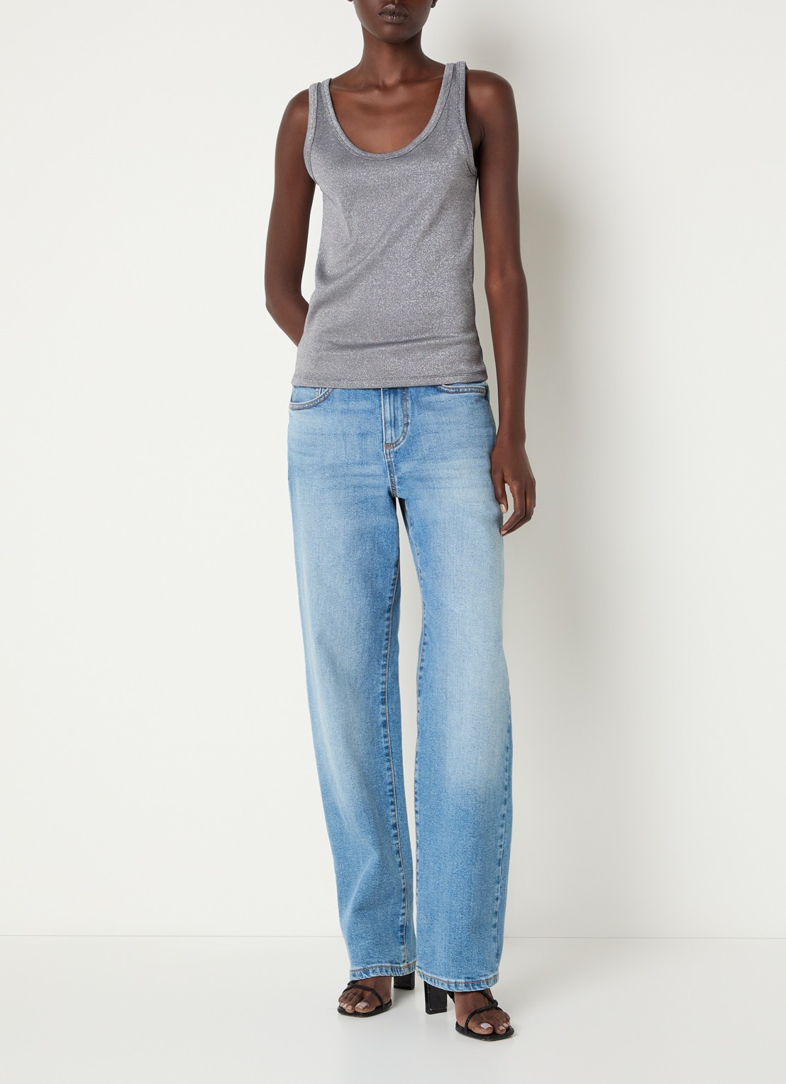 Benetton Tanktop met lurex - voorkant 2 grijs
