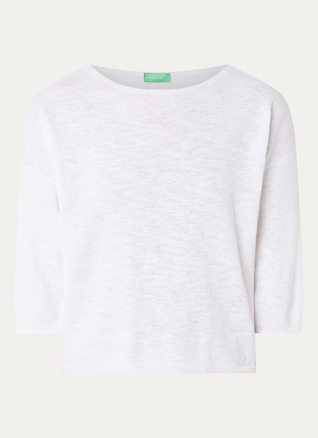 Benetton Top in linnenblend met boothals - voorkant 2 gebroken wit