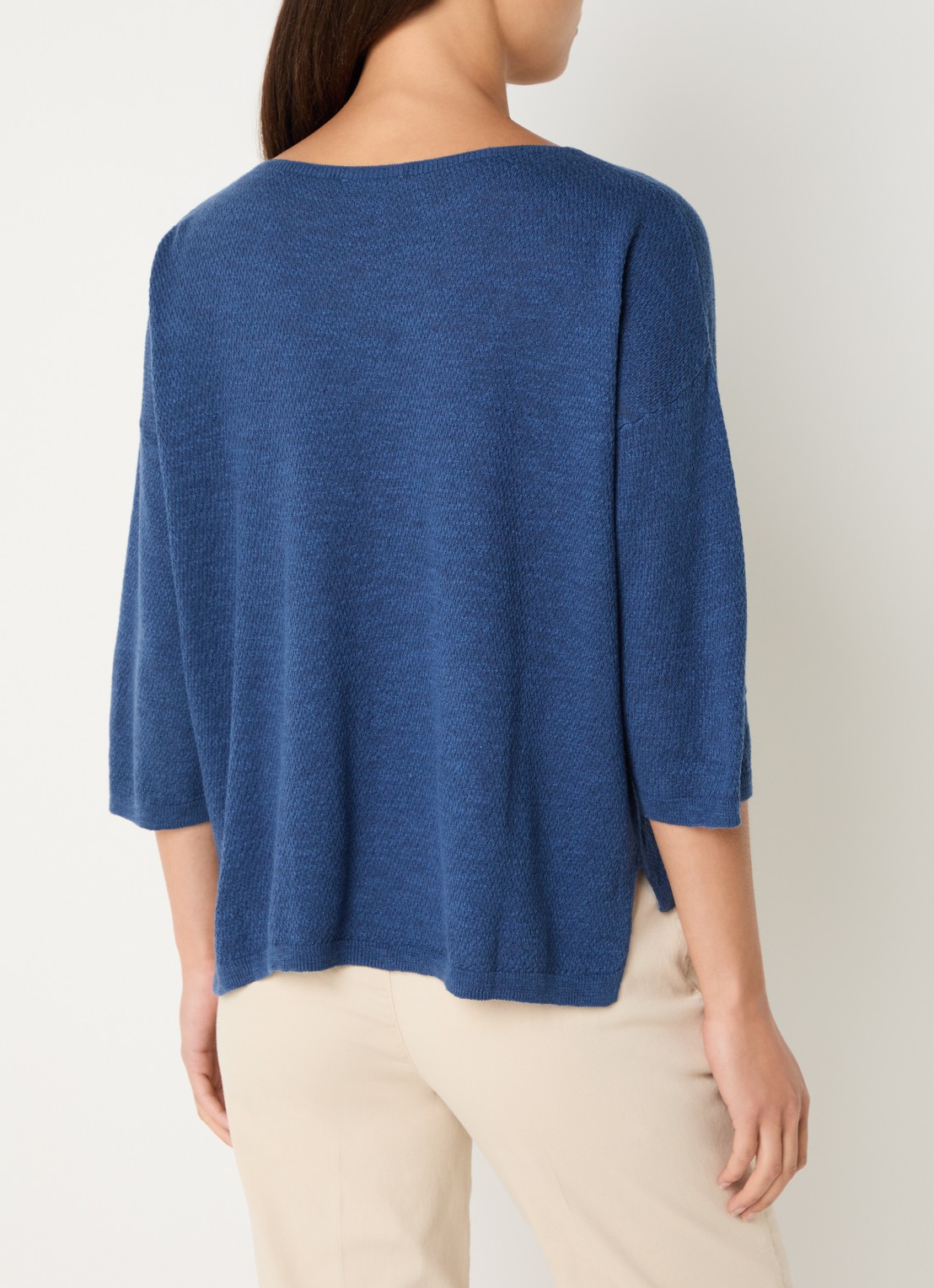 Benetton Top in linnenblend met boothals - achterkant jeans