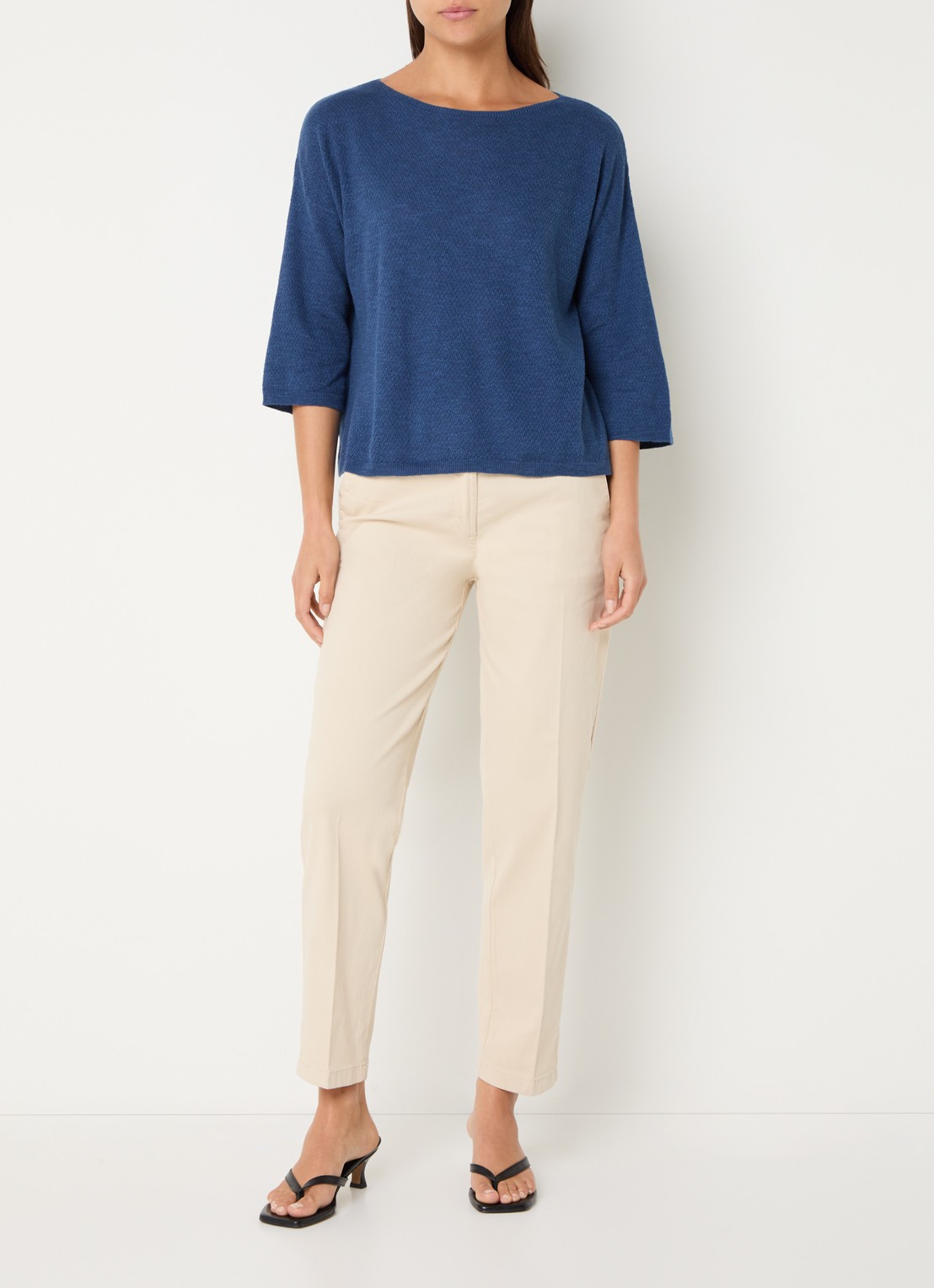 Benetton Top in linnenblend met boothals - voorkant 3 jeans
