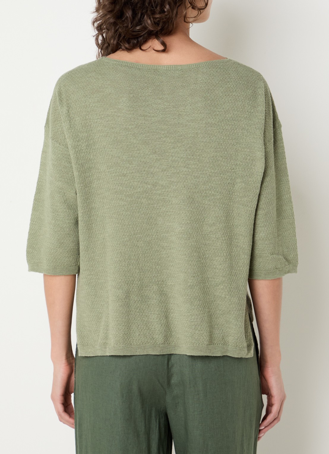 Benetton Top in linnenblend met boothals - achterkant groen