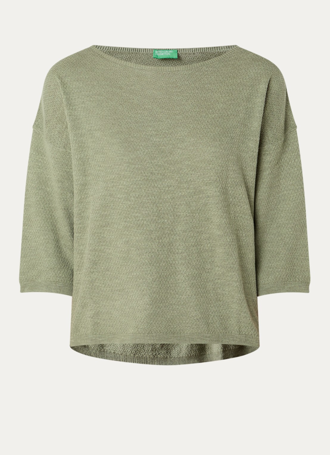 Benetton Top in linnenblend met boothals - voorkant 2 groen