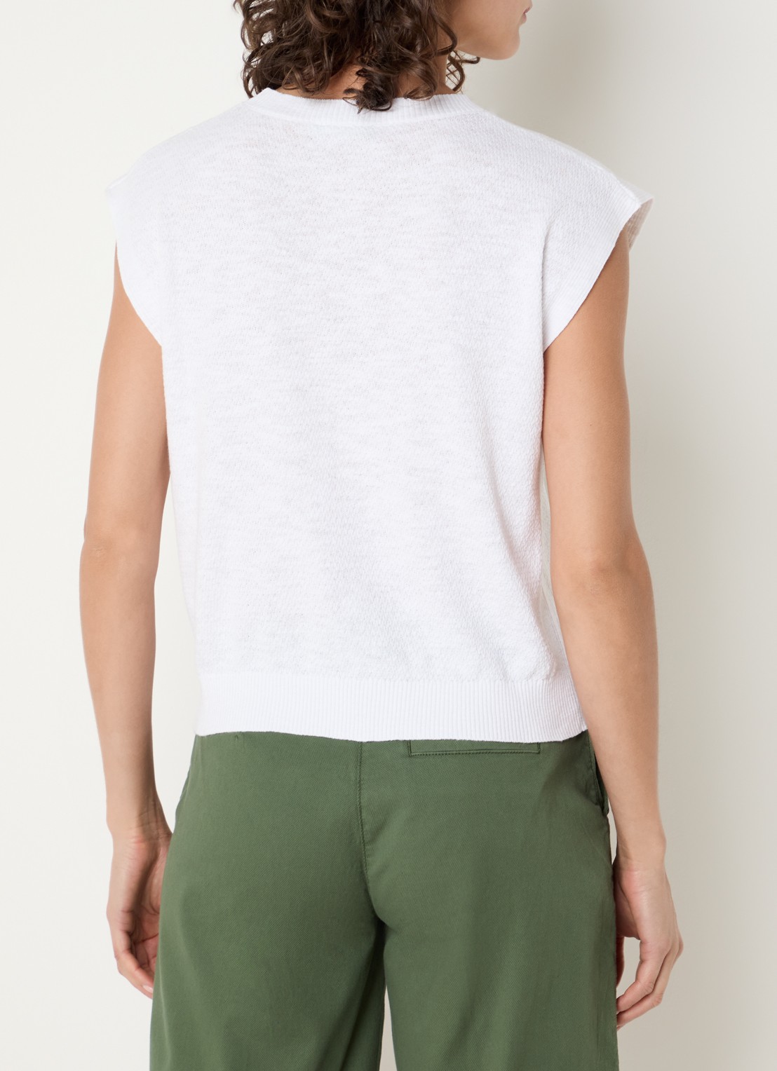 Benetton Top in linnenblend met ronde hals - achterkant 3 wit