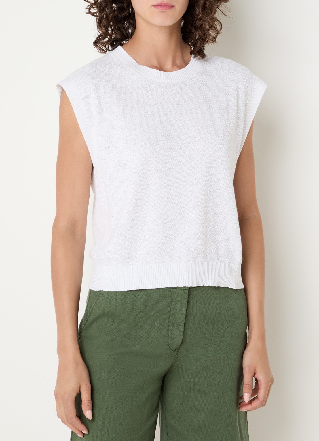 Benetton Top in linnenblend met ronde hals - detail 4 wit