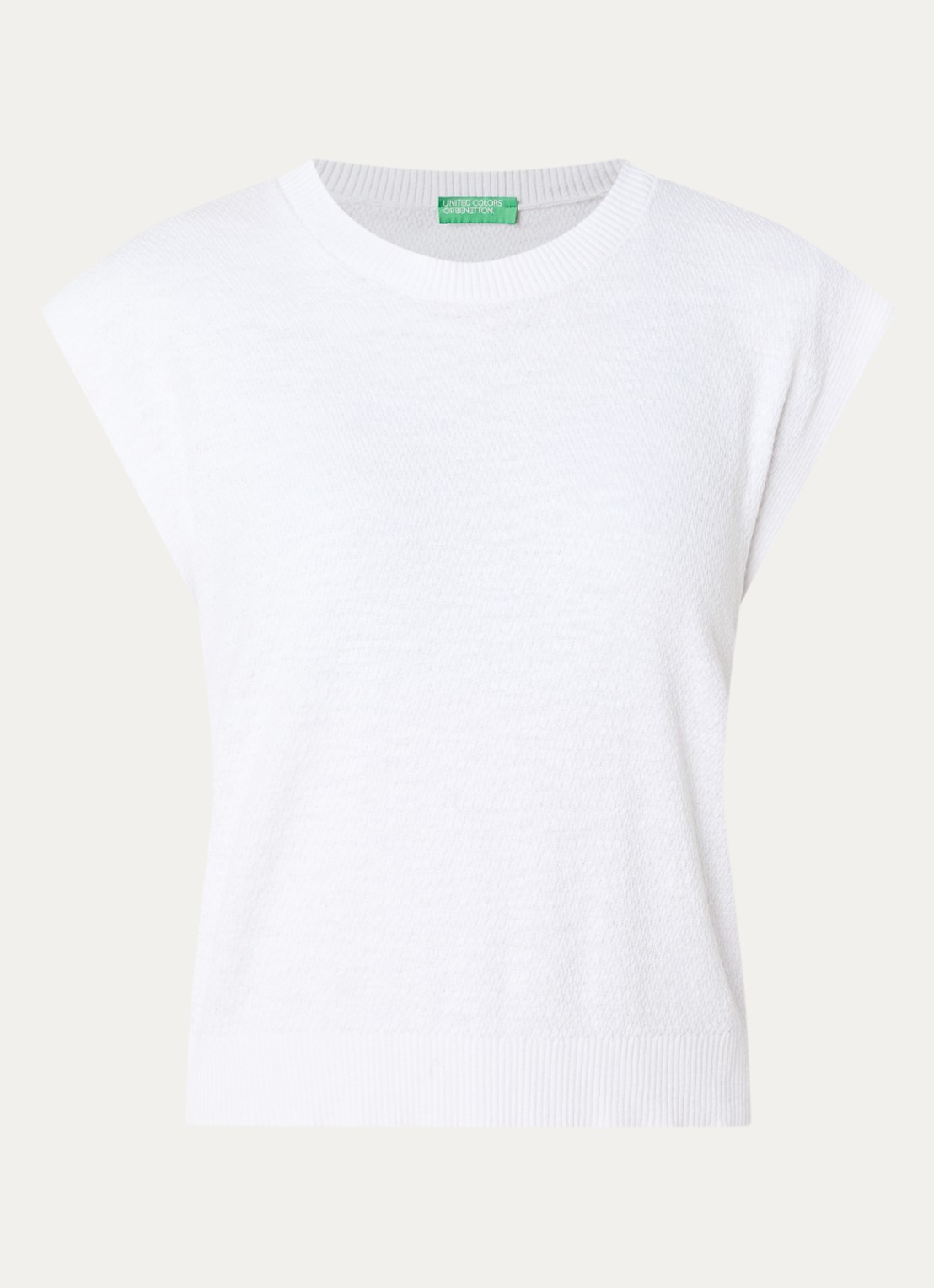 Benetton Top in linnenblend met ronde hals - voorkant wit