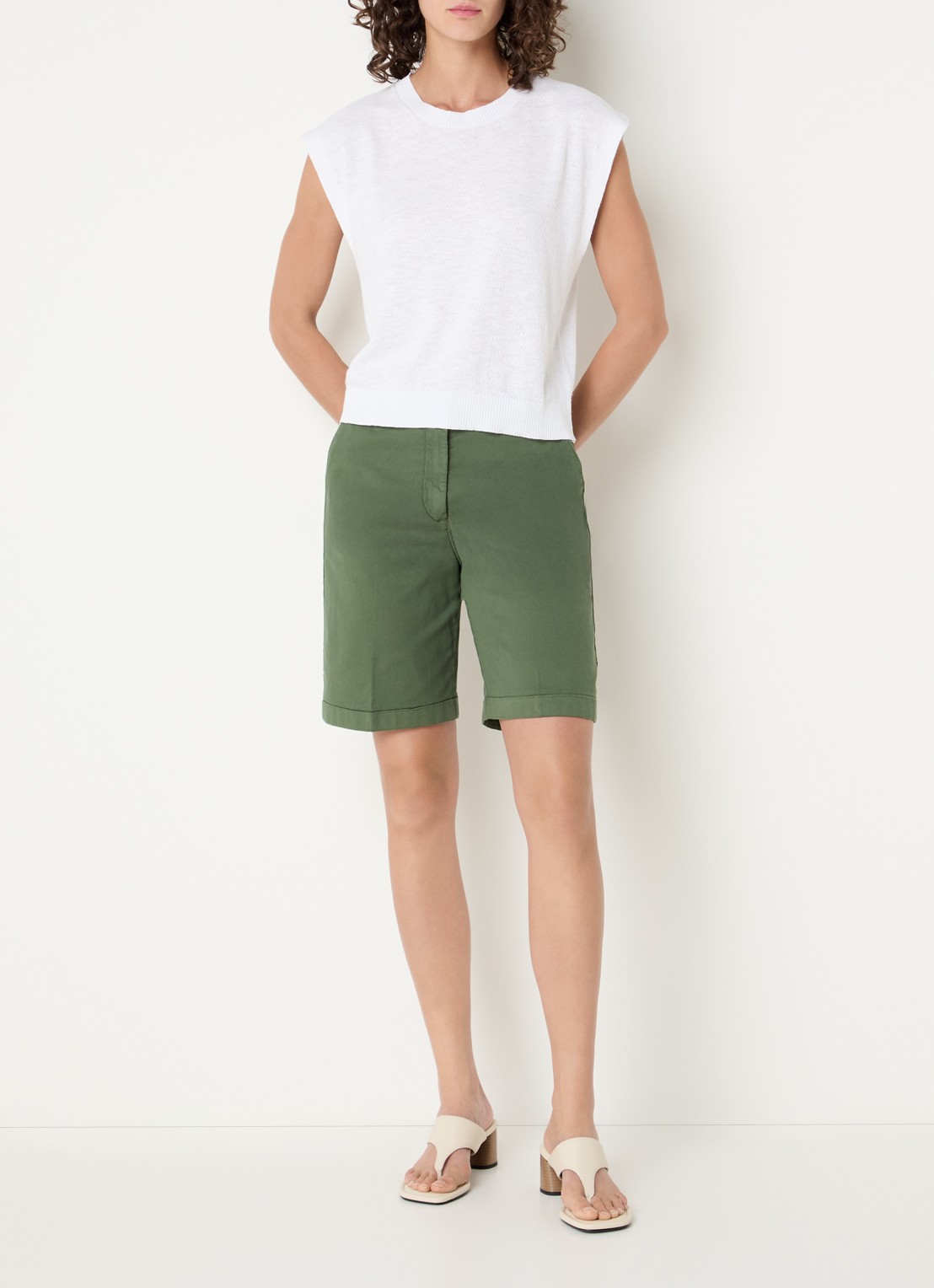 Benetton Top in linnenblend met ronde hals - voorkant 2 wit