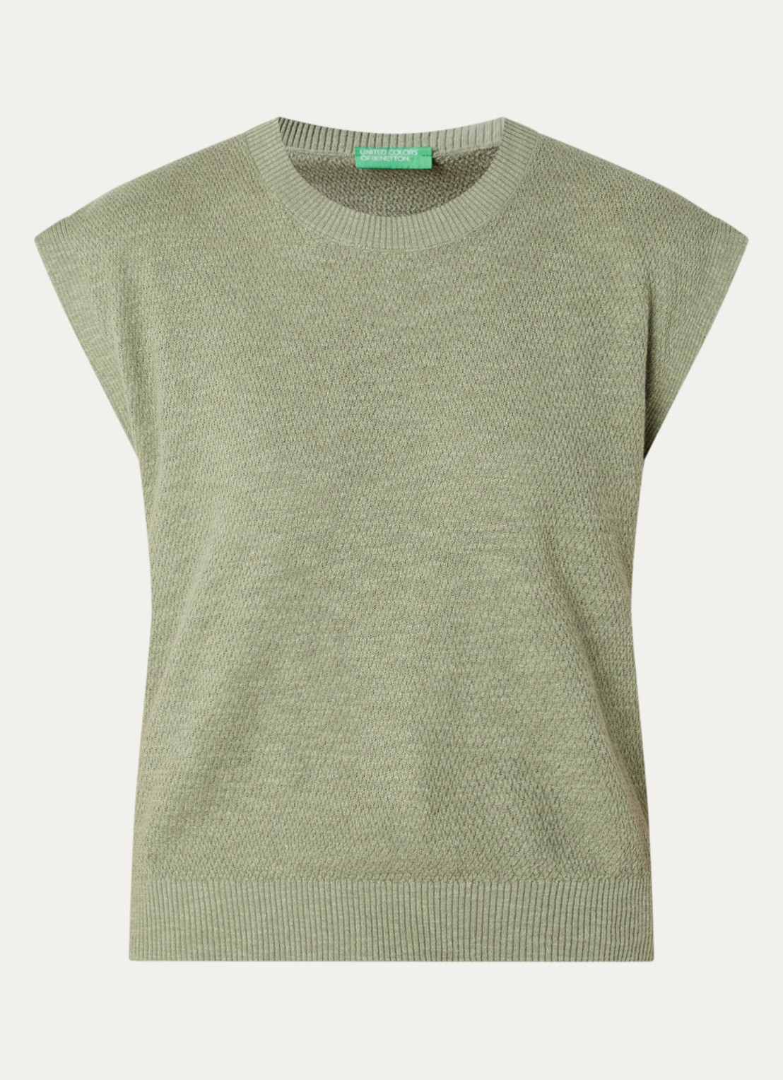 Benetton Top in linnenblend met ronde hals - voorkant 2 lichtgroen