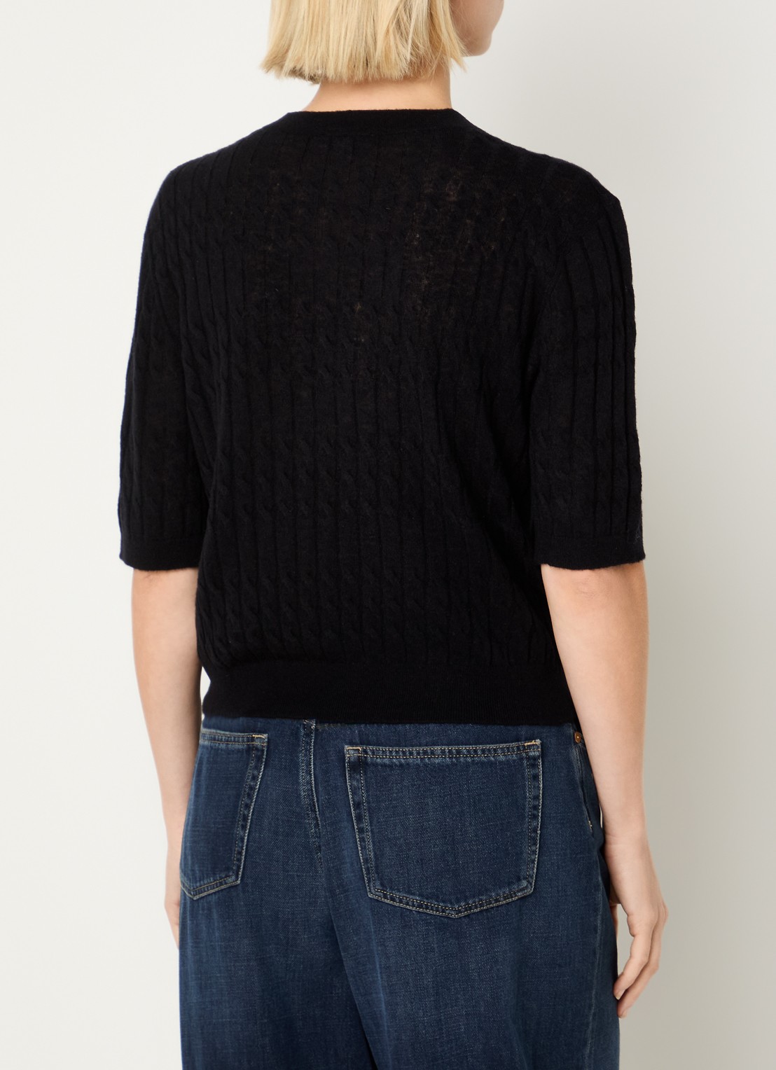 Benetton Top in wolblend met ronde hals - achterkant 2 zwart