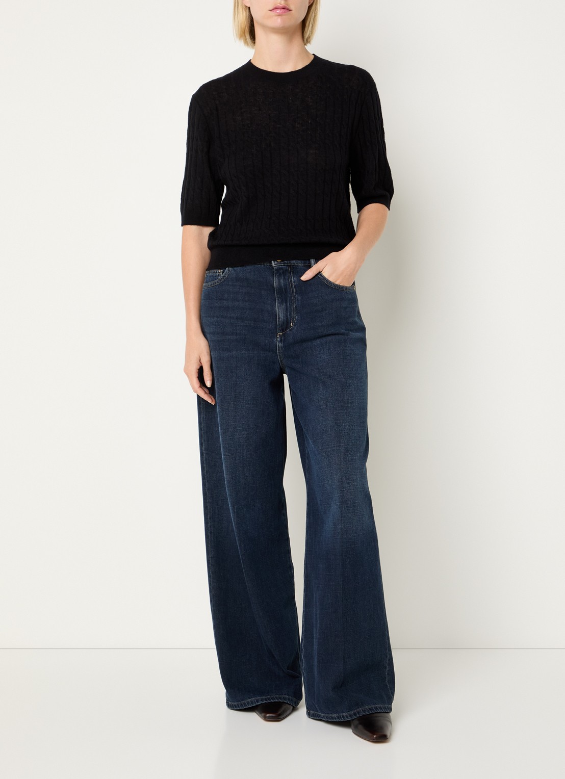 Benetton Top in wolblend met ronde hals - voorkant 4 zwart