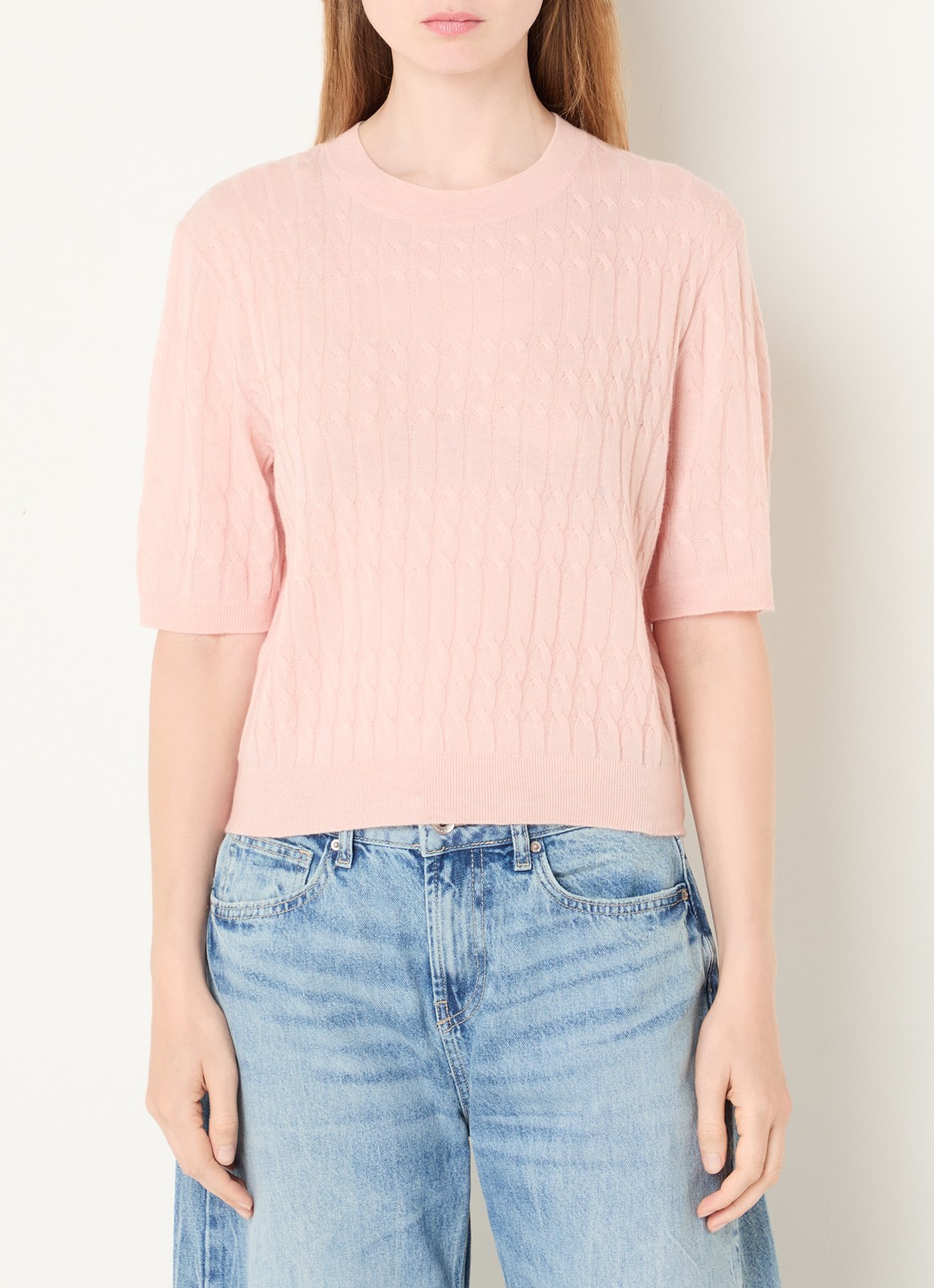 Benetton Top in wolblend met ronde hals - detail 4 oudroze