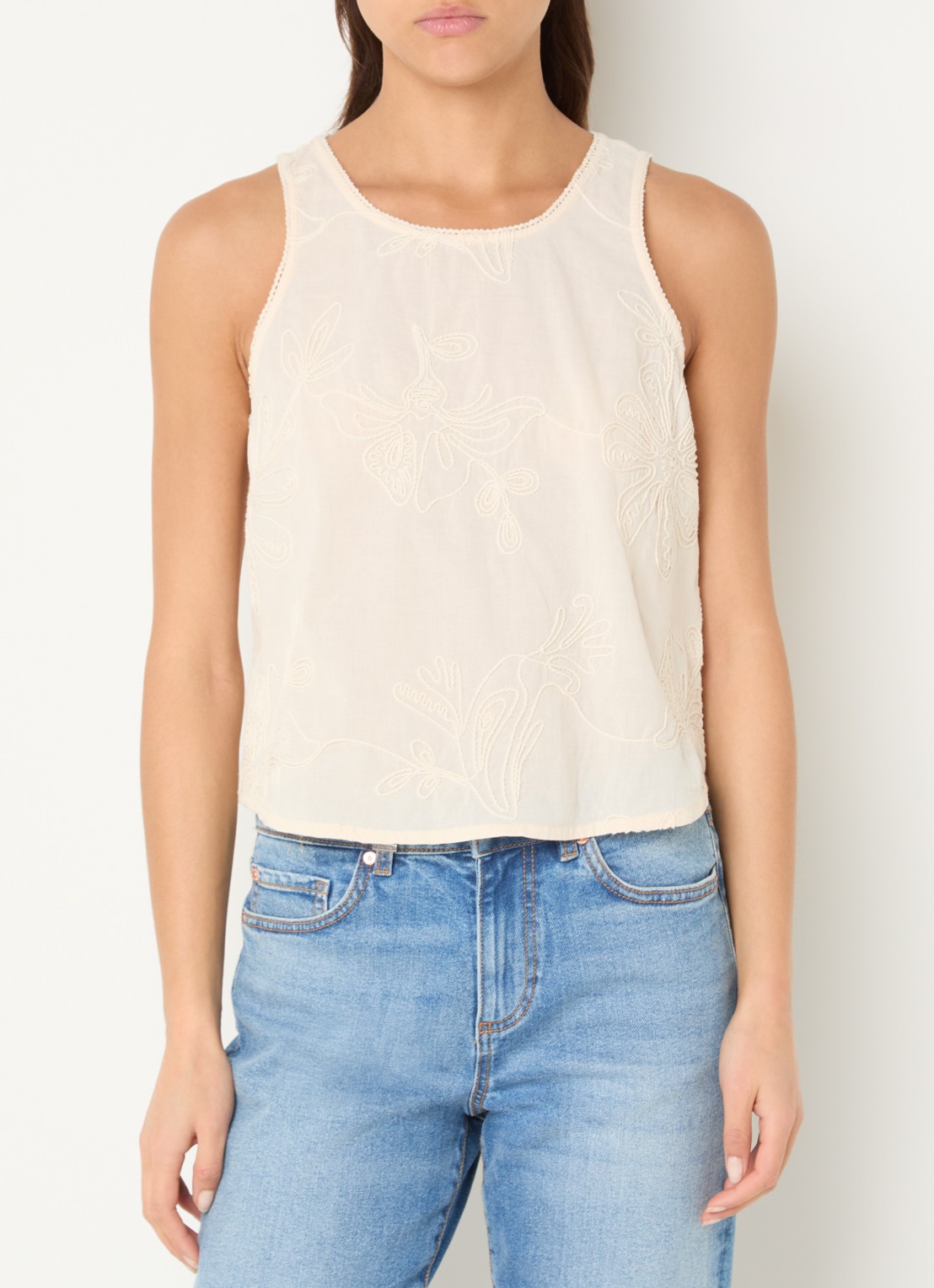 Benetton Top met bloemborduring  - detail 4 creme