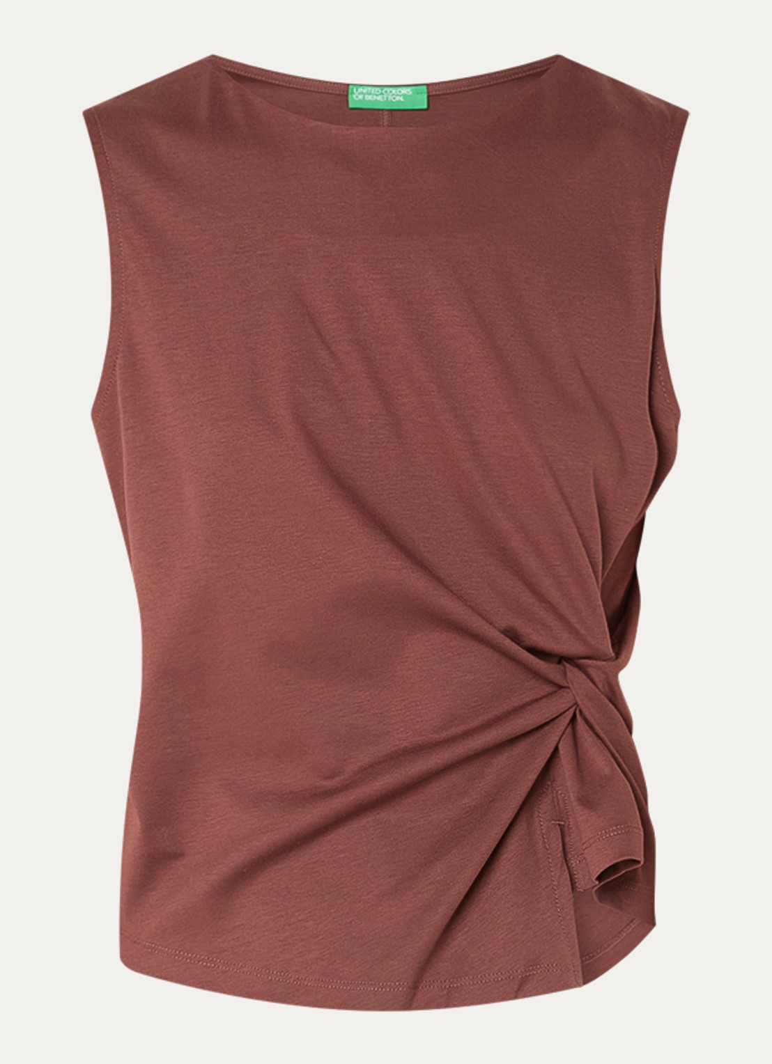 Benetton Top met knoopdetail  - voorkant 2 bruin