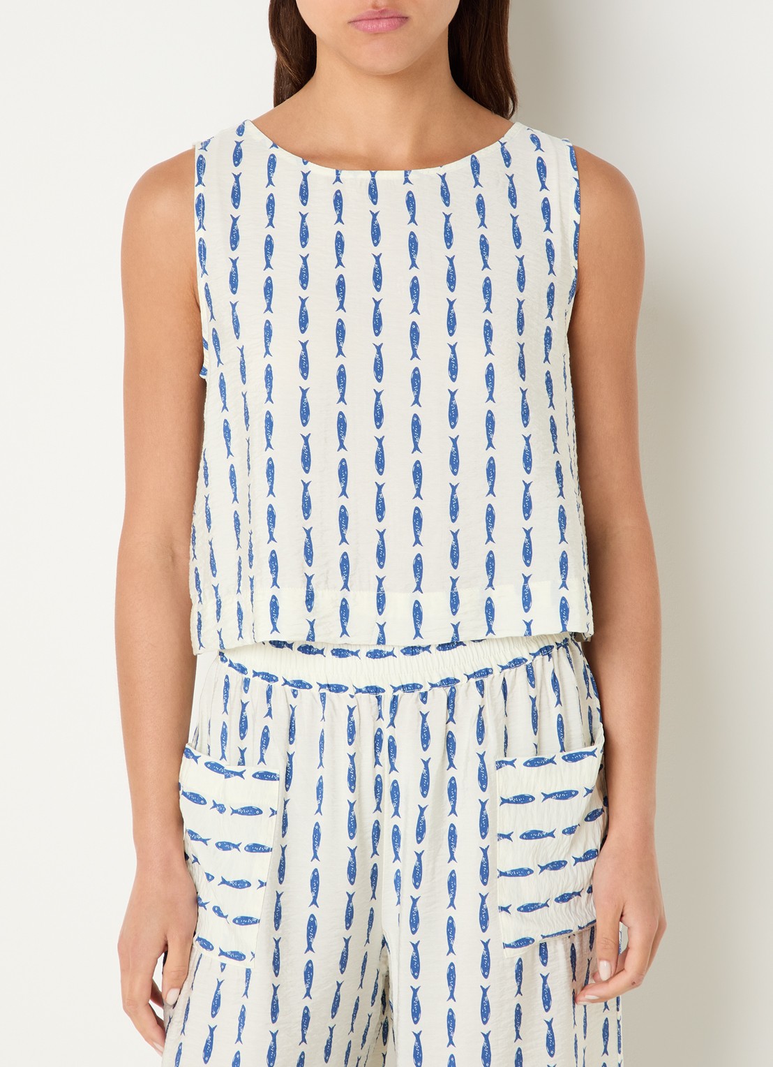 Benetton Top met print - detail 3 kobaltblauw