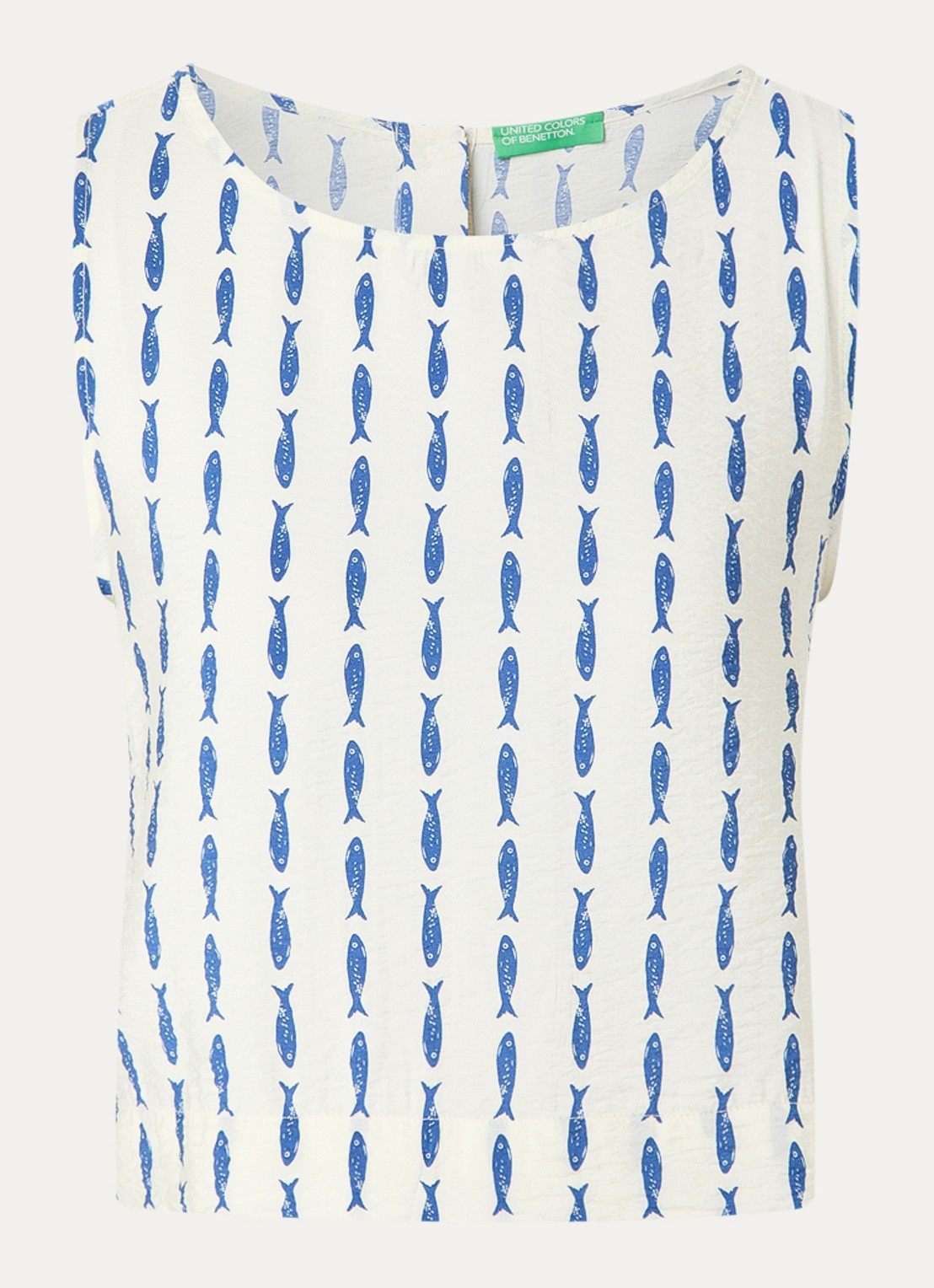 Benetton Top met print - voorkant kobaltblauw