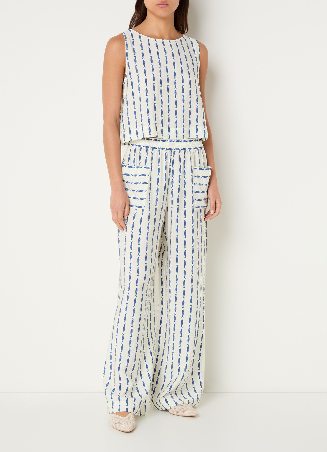 Benetton Top met print - voorkant 2 kobaltblauw