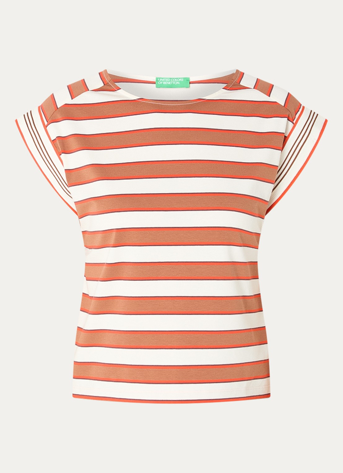 Benetton Top met streepprint - voorkant 2 bruin