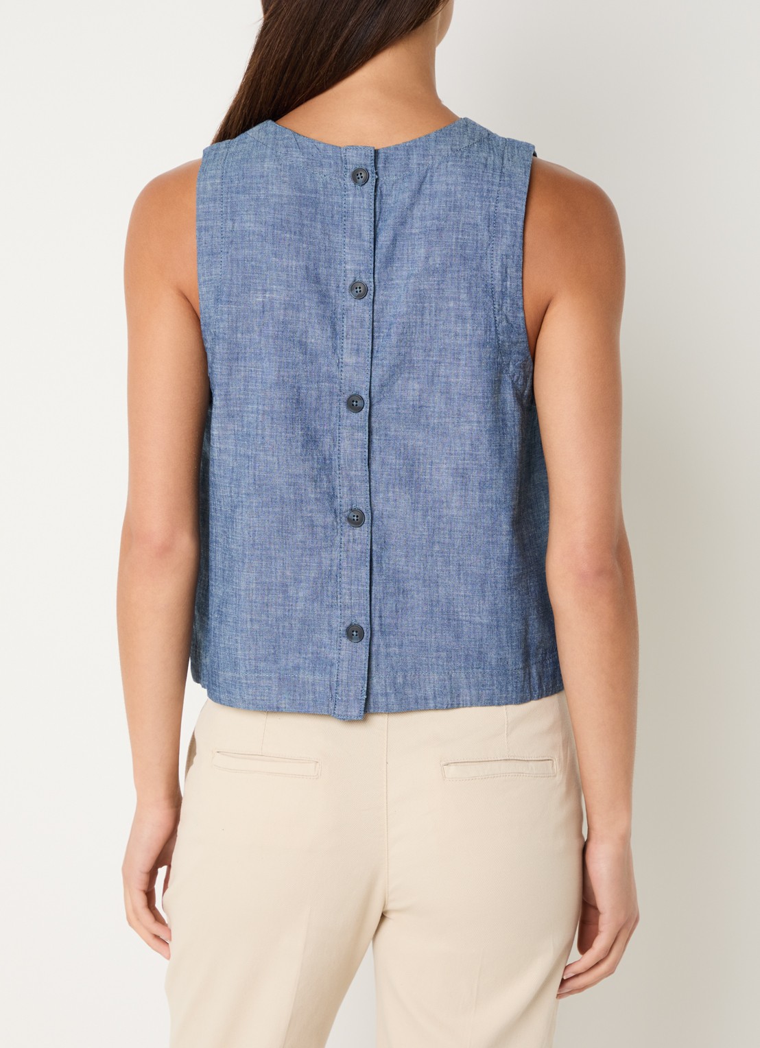 Benetton Top van chambray - achterkant 3 blauw
