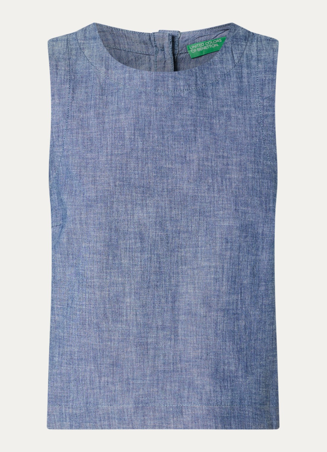 Benetton Top van chambray - voorkant blauw