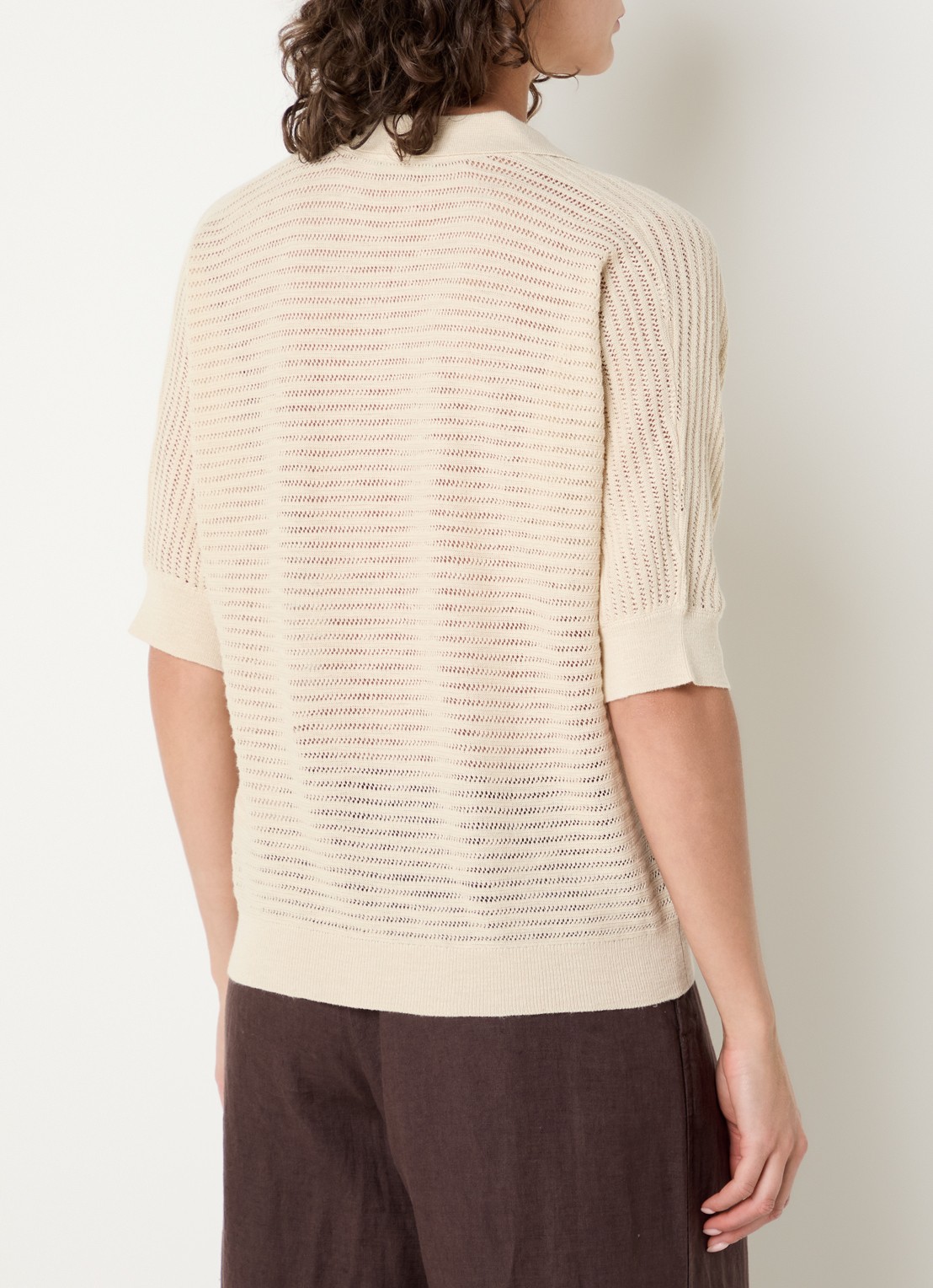 Benetton Top van crochet - achterkant 4 vanillegeel