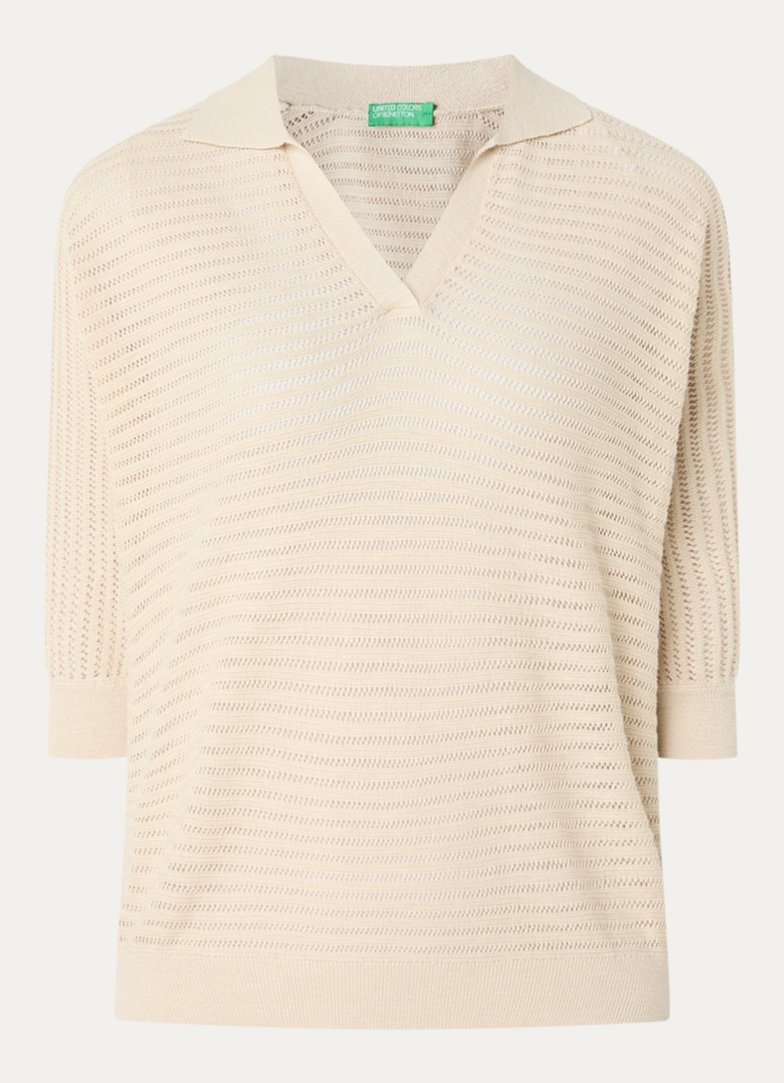 Benetton Top van crochet - voorkant vanillegeel