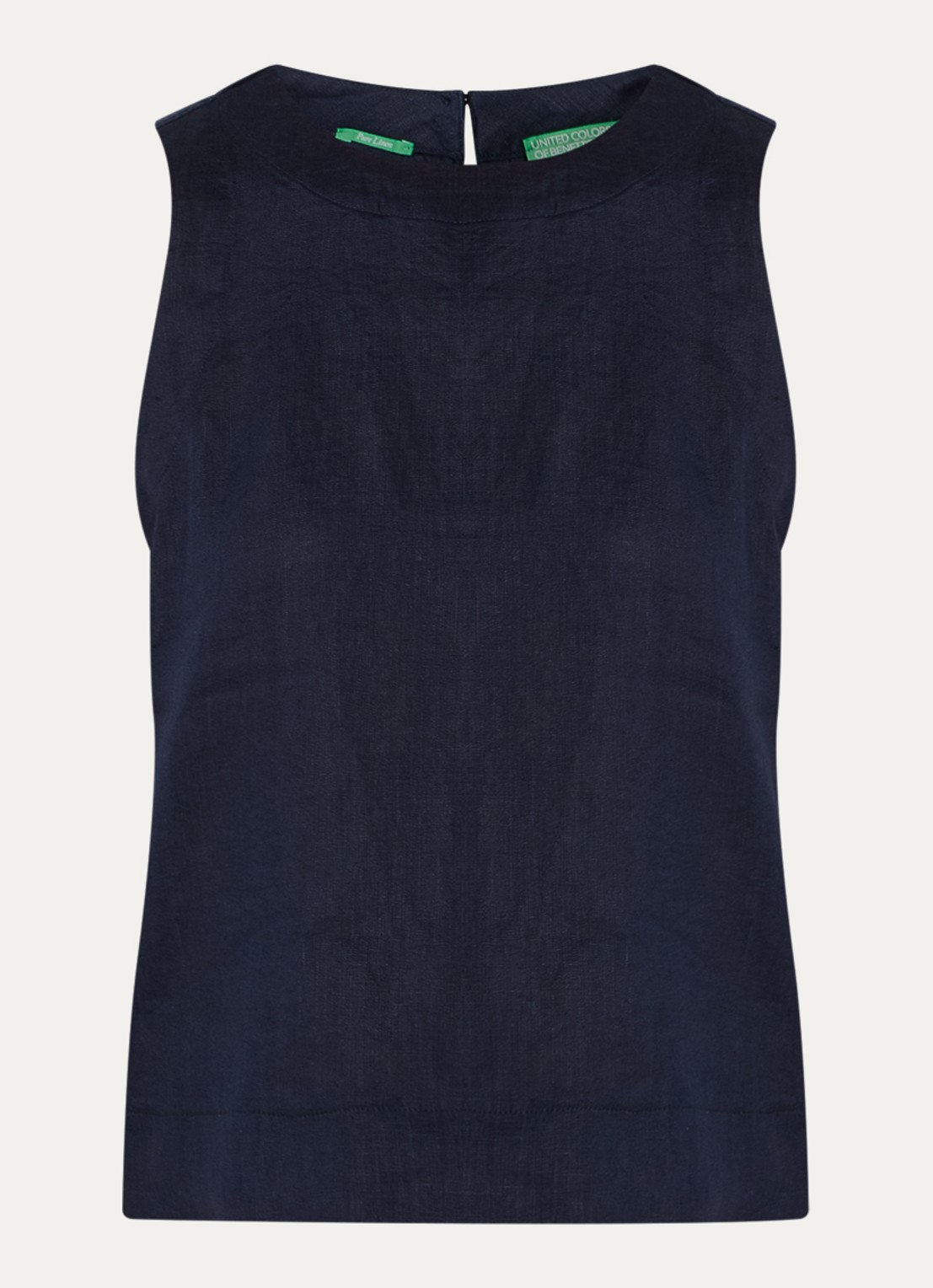 Benetton Top van linnen - voorkant 3 donkerblauw