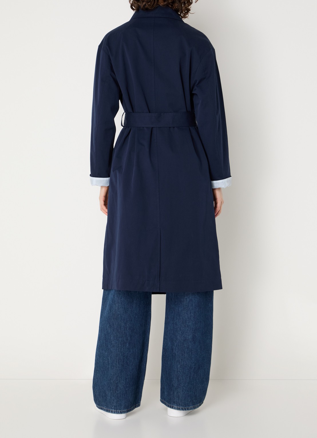 Benetton Trenchcoat met strikceintuur en steekzakken - achterkant 4 donkerblauw