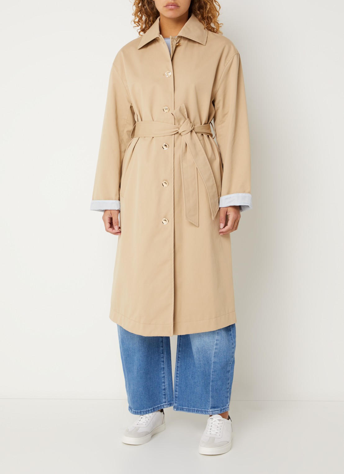 Benetton Trenchcoat met strikceintuur en steekzakken - detail 4 camel