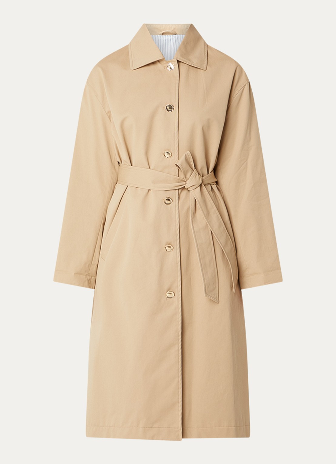 Benetton Trenchcoat met strikceintuur en steekzakken - voorkant 2 camel