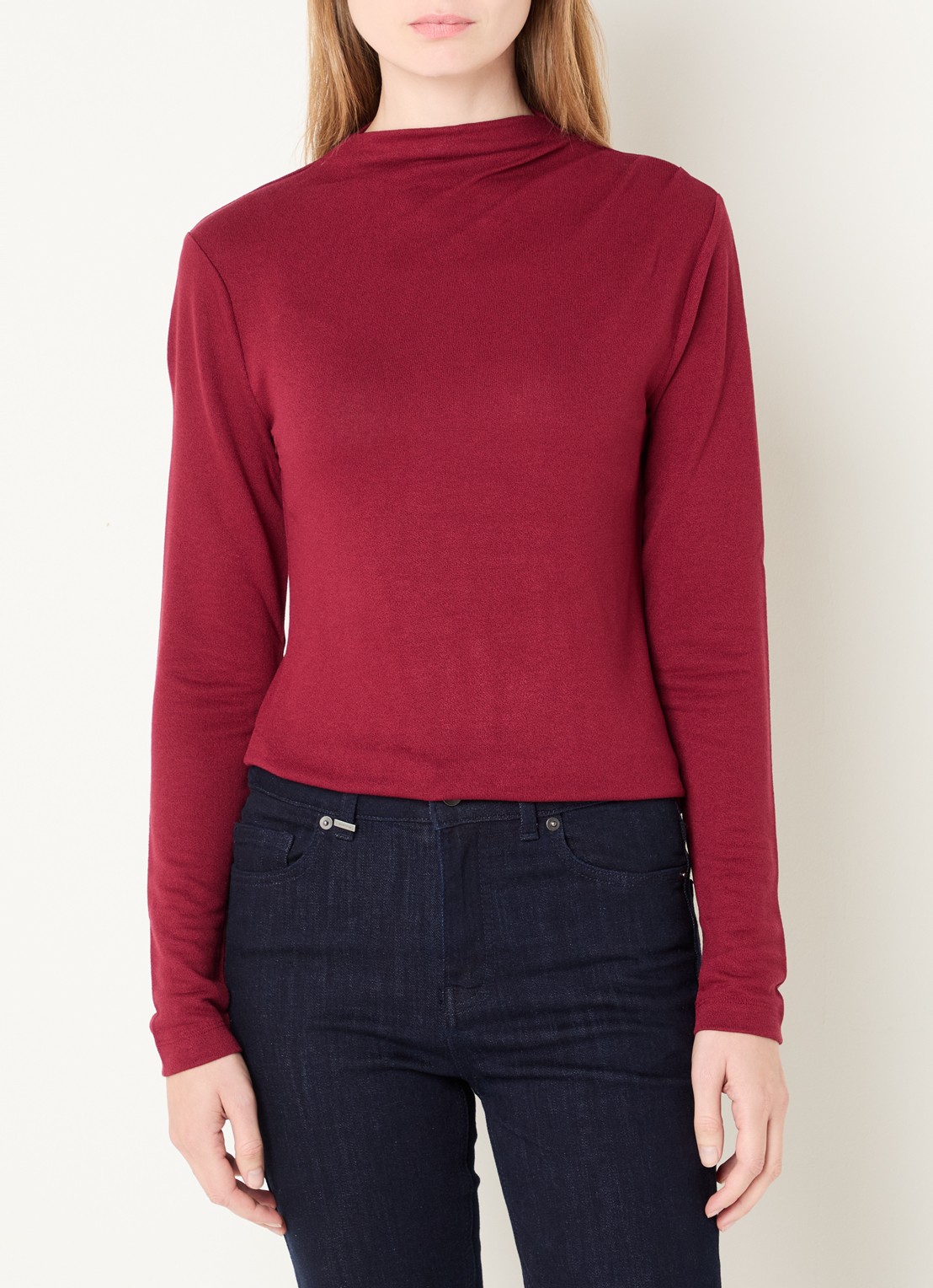 Benetton Trui met boothals - detail donkerrood