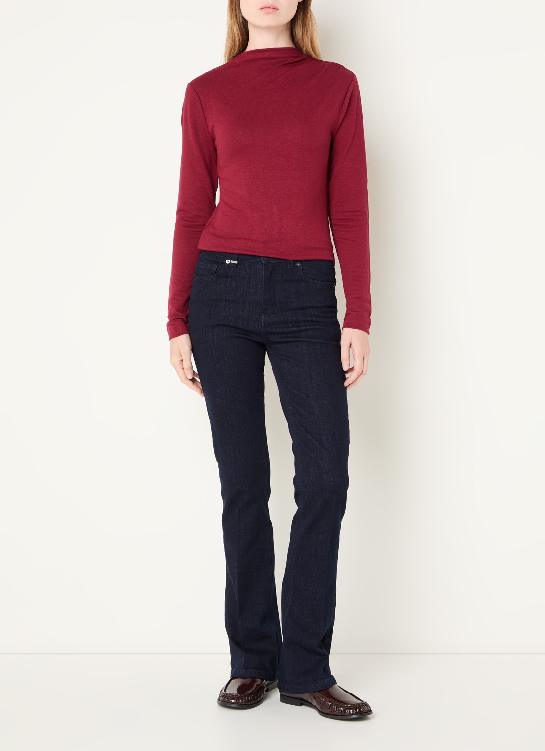 Benetton Trui met boothals - voorkant 4 donkerrood