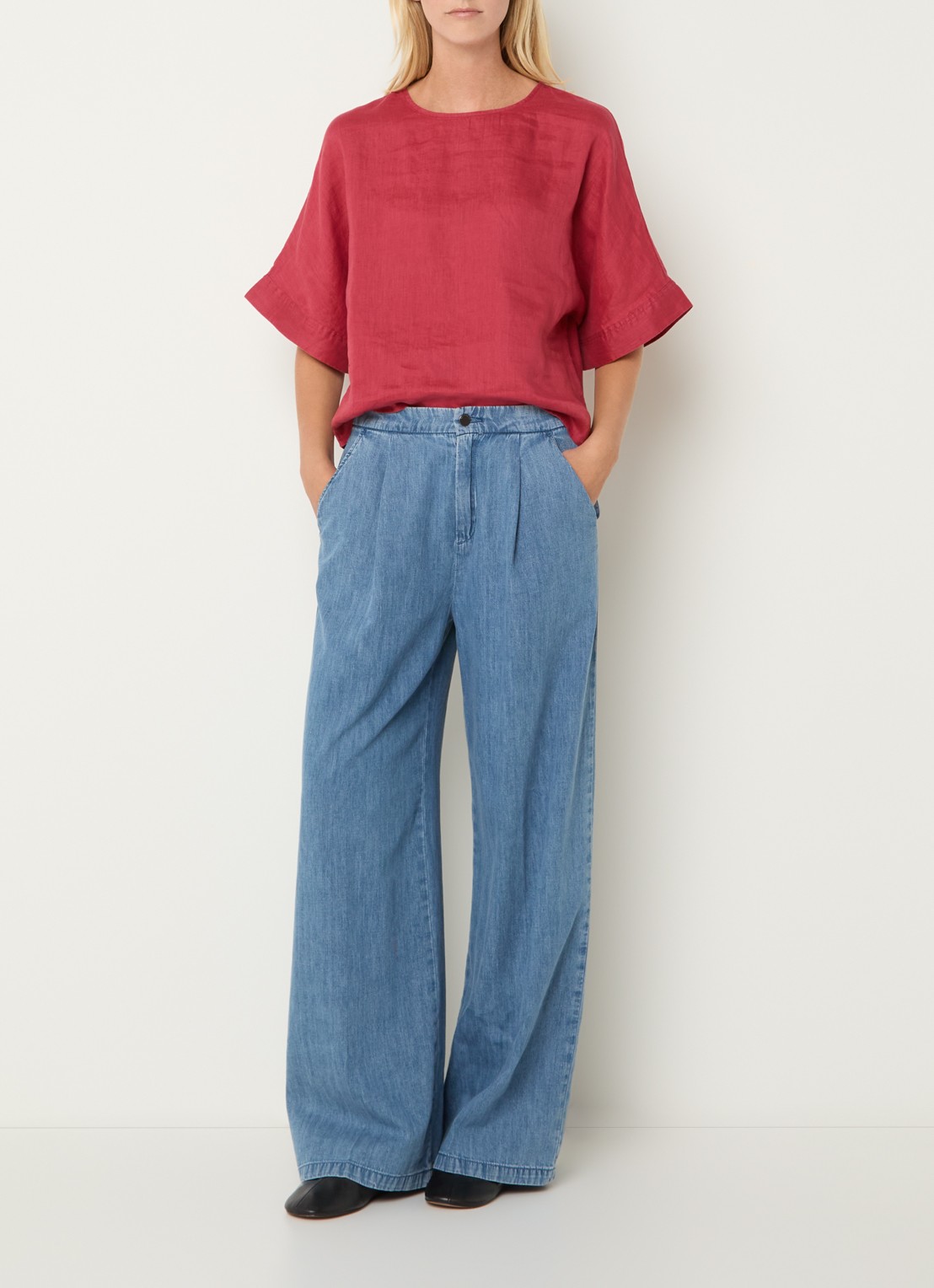 Benetton Tuniek met ronde hals - voorkant 3 kersenrood