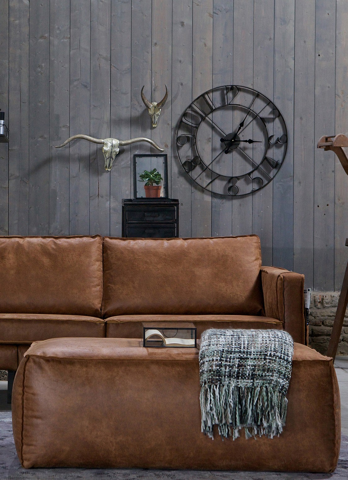 BePureHome Rodeo poef - detail bruin