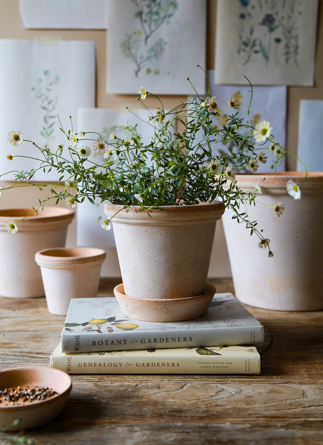 Bergs Potter Flora bloempot voor binnen en buiten Ø25 cm - voorkant 2 donkerbeige