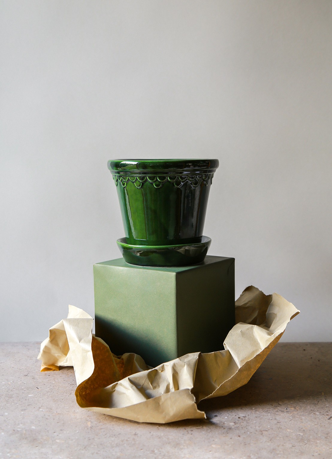 Bergs Potter Københavner bloempot voor binnen en buiten Ø10 cm - voorkant 3 groen