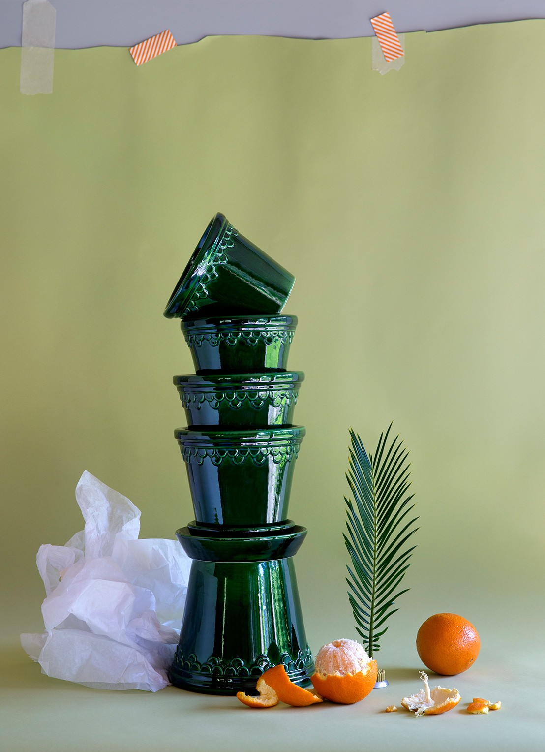 Bergs Potter Københavner bloempot voor binnen en buiten Ø14 cm - achterkant groen