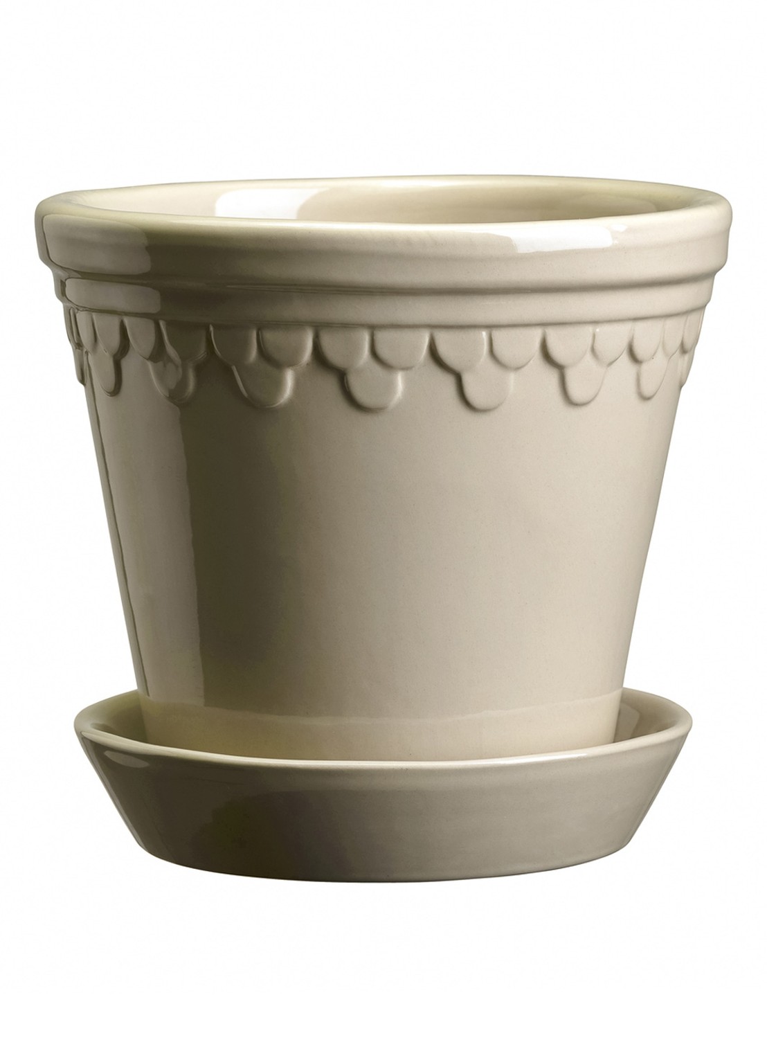 Bergs Potter Københavner bloempot voor binnen en buiten Ø14 cm - voorkant donkerbeige