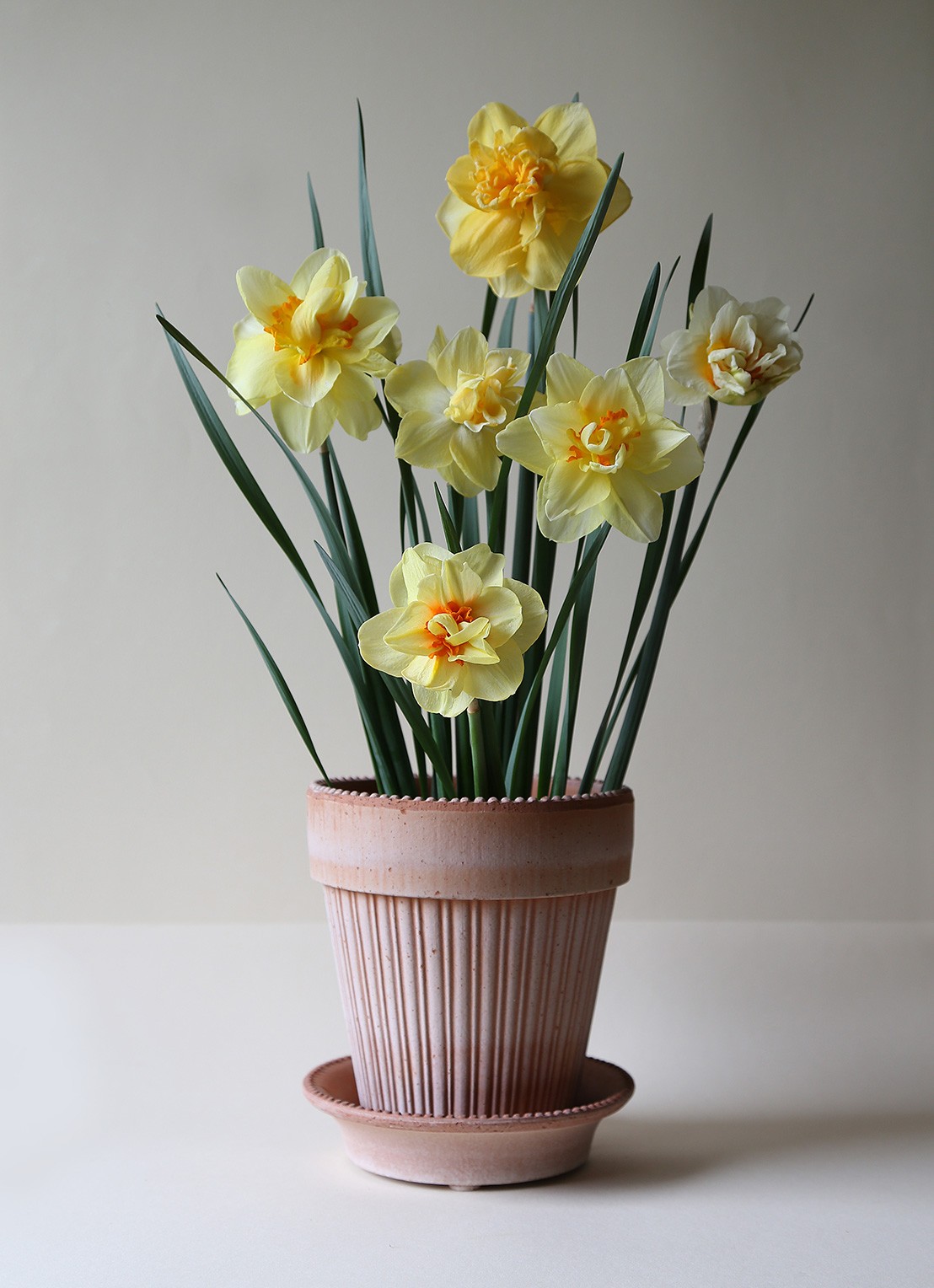 Bergs Potter Simona bloempot voor binnen en buiten Ø18 cm - voorkant 2 donkerbeige