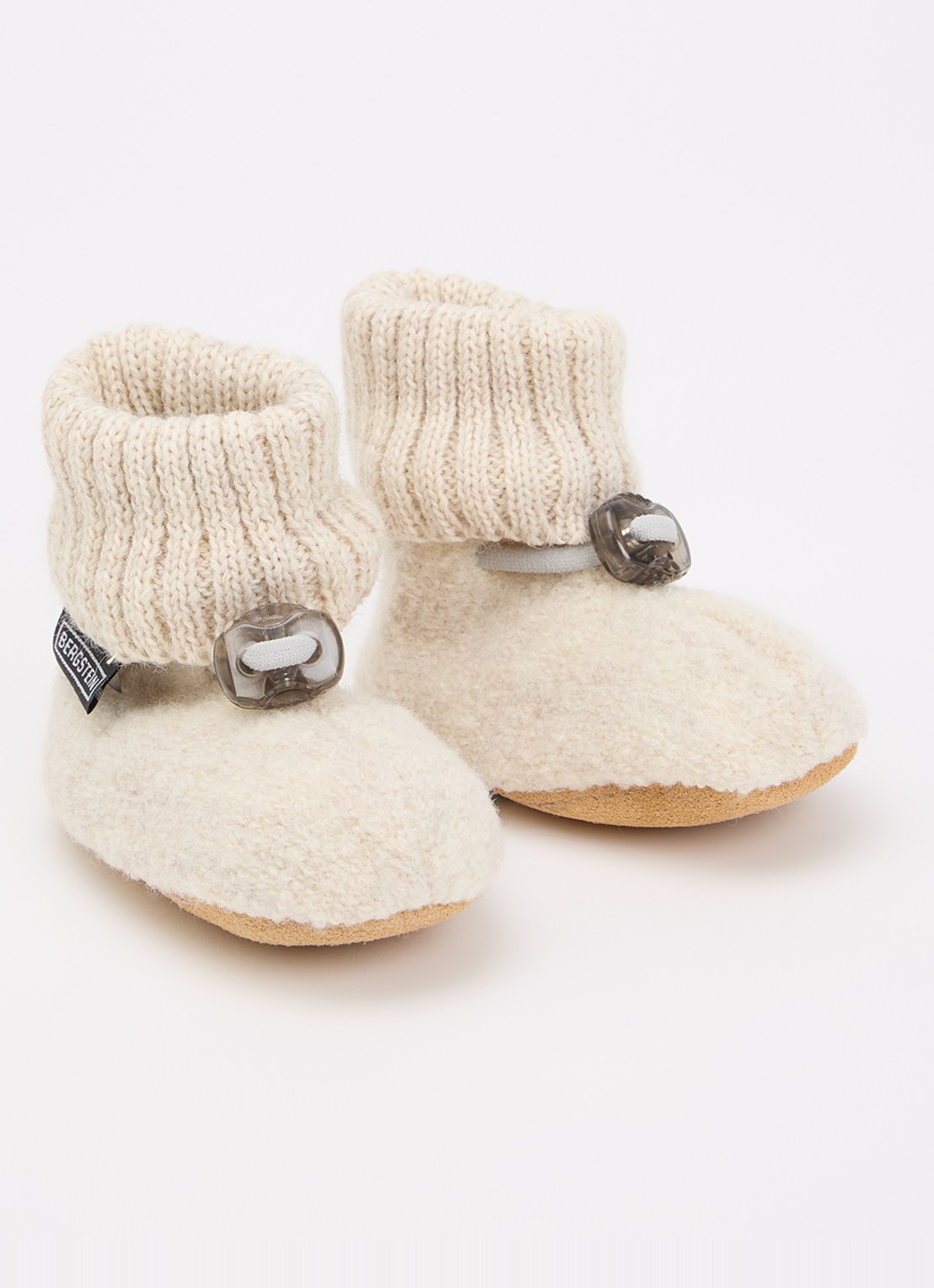 Bergstein Cozy babyslofje van wol in giftbox - voorkant gebroken wit