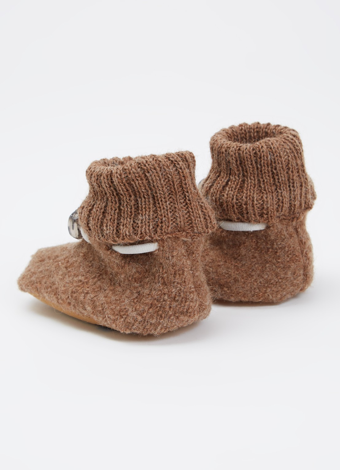 Bergstein Cozy babyslofje van wol in giftbox - voorkant 2 bruin