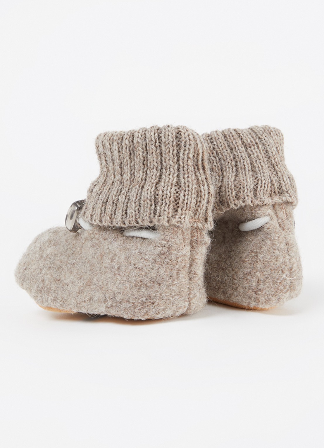 Bergstein Cozy babyslofjes van wol in giftbox - achterkant 5 donkerbeige