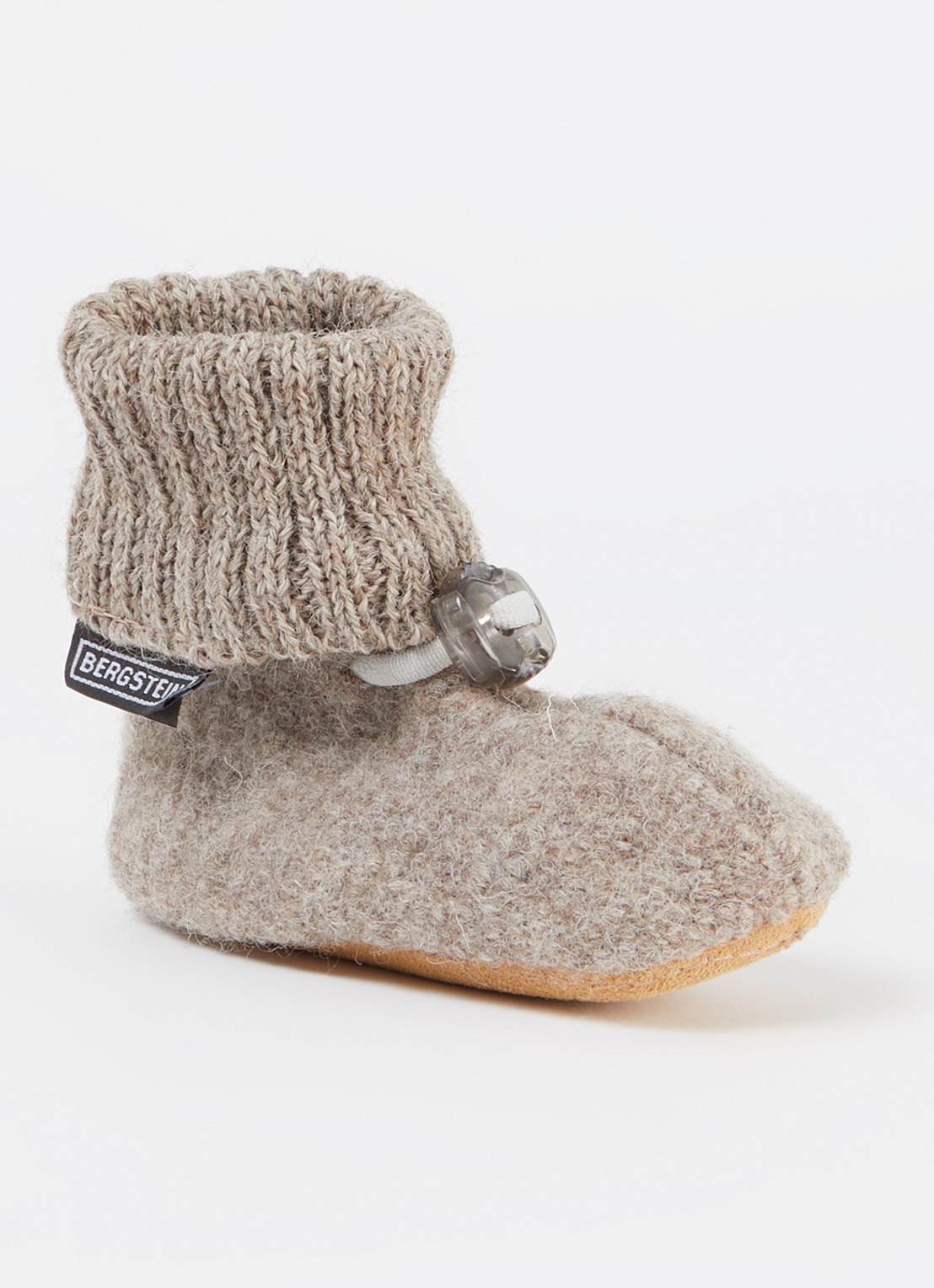 Bergstein Cozy babyslofjes van wol in giftbox - voorkant 3 donkerbeige