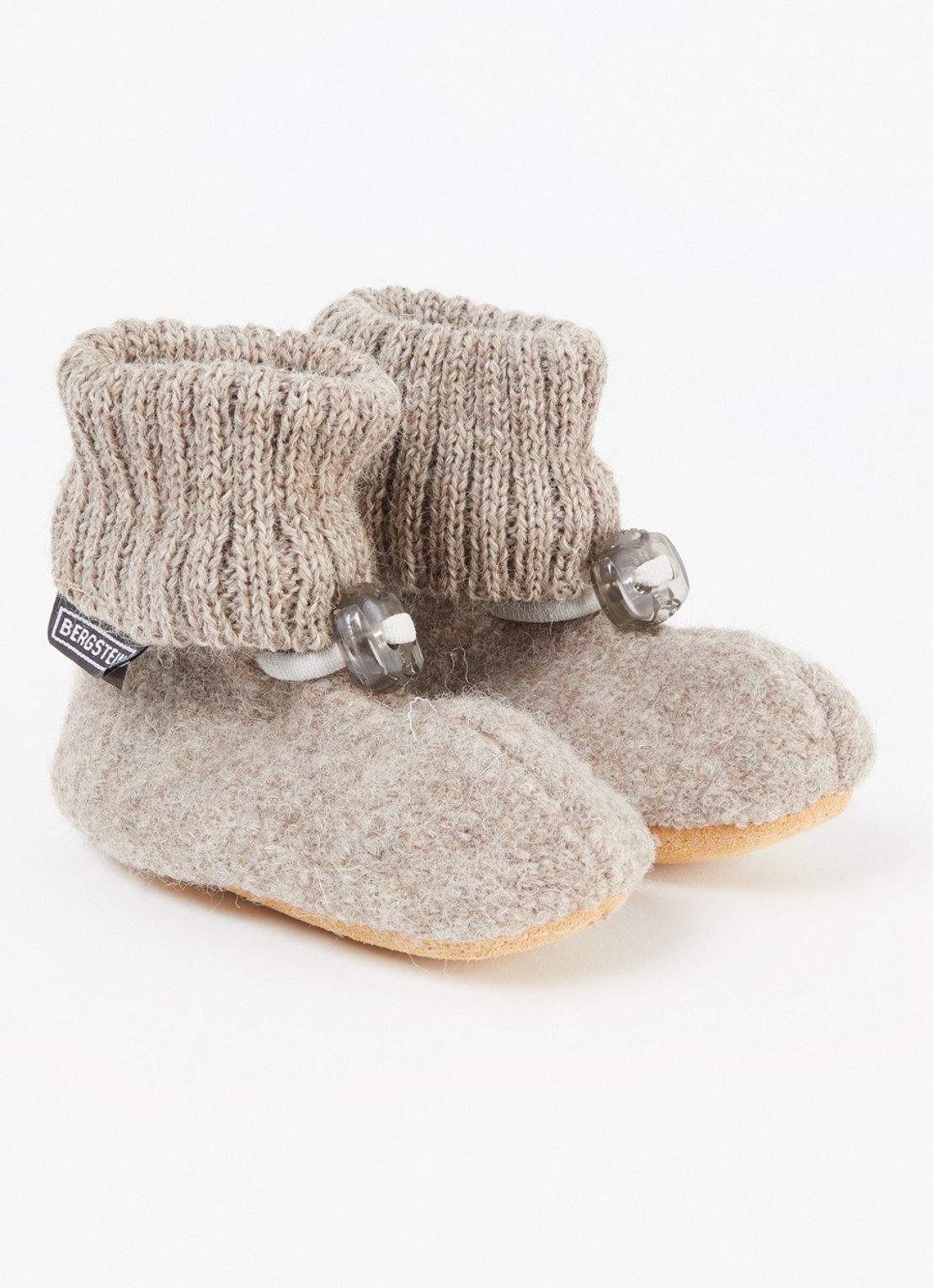 Bergstein Cozy babyslofjes van wol in giftbox - voorkant 4 donkerbeige