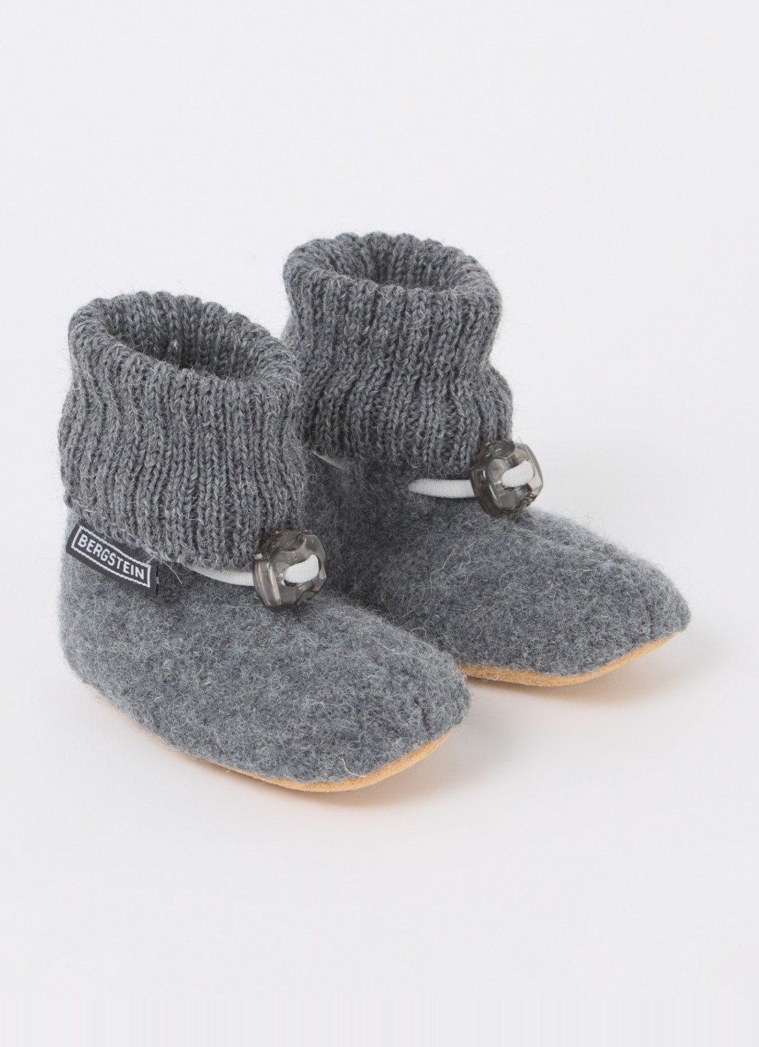 Bergstein Cozy babyslofjes van wol in giftbox - voorkant 4 grijs