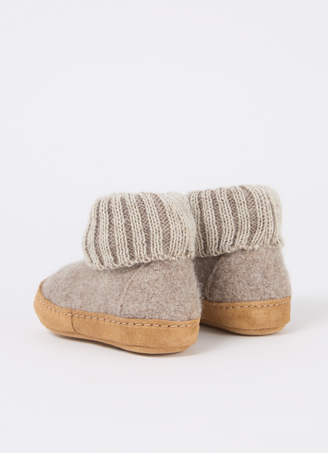 Bergstein Cozy Lux pantoffel van scheerwol - achterkant donkerbeige