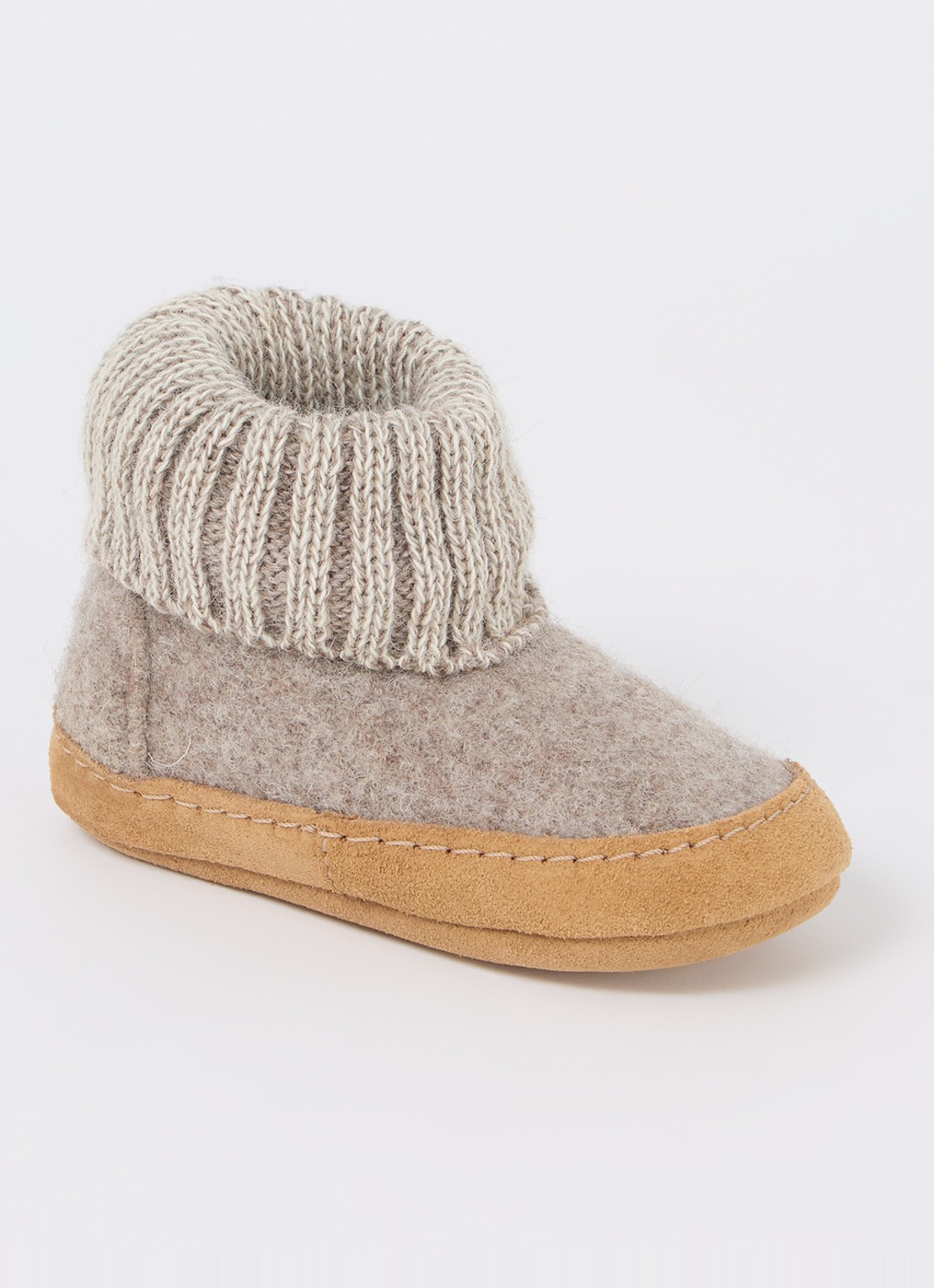 Bergstein Cozy Lux pantoffel van scheerwol - voorkant 3 donkerbeige