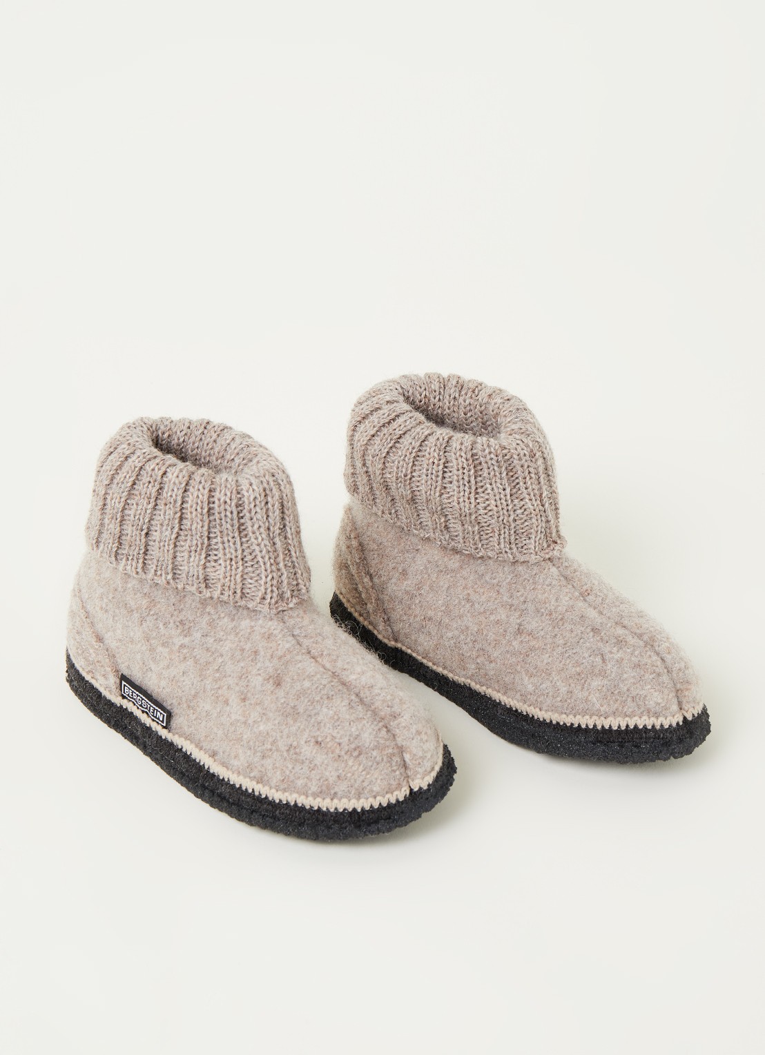 Bergstein Cozy pantoffel van wol - voorkant 4 beige