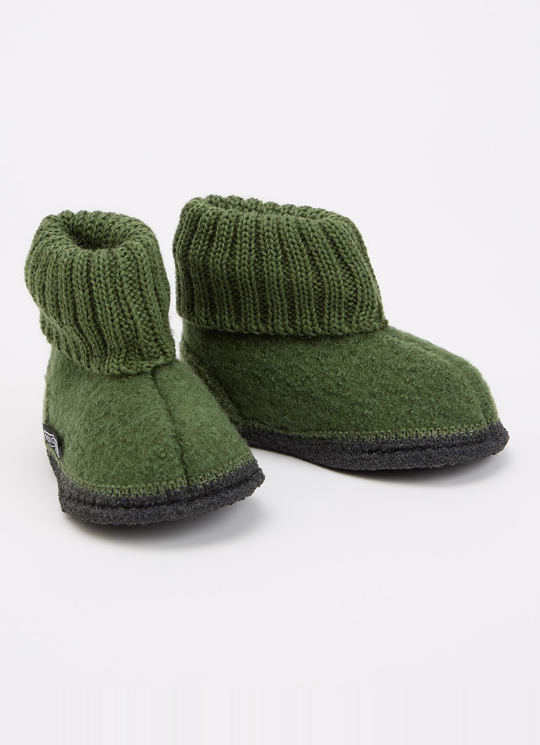 Bergstein Cozy pantoffel van wol - voorkant groen