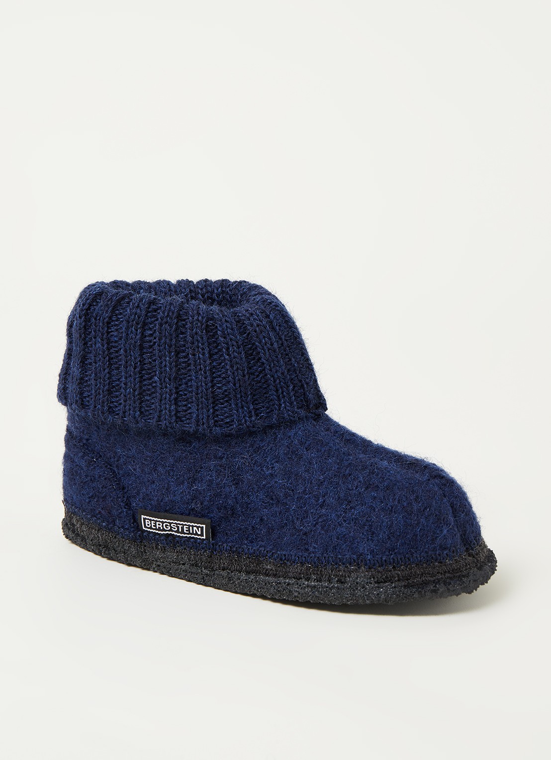 Bergstein Cozy pantoffel van wol - voorkant donkerblauw
